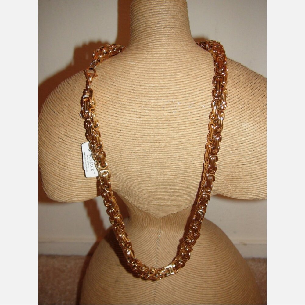 Blackjack Gold Stainless Steel Brushed Byzantine Necklace Chain 24"